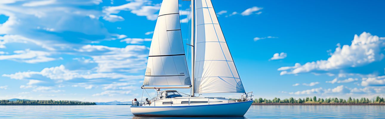 Weißes Segelboot mit blauem Himmel